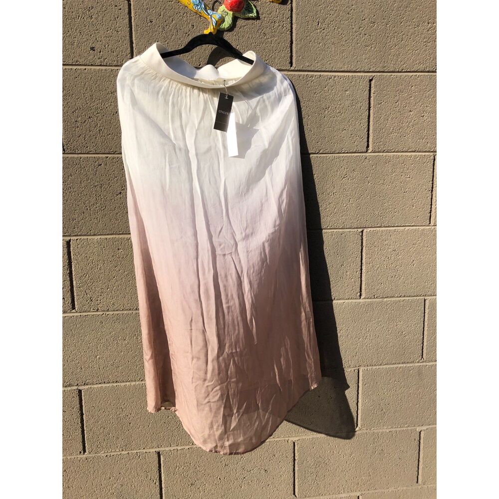NWT Chicos Earthen Ombre Maxi Skirt Cream Taupe Dip Dye Flowy Pull On Size 0/ 4